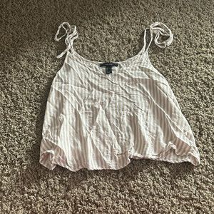Linen stripped crop top. Tie straps. Size small from Forever 21